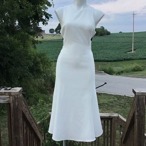 NBD White Midi Cut Out Sides Fit And Flare Dress Size Large - Picture 3 of 12